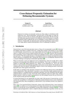 Cross-Dataset Propensity Estimation for Debiasing Recommender Systems