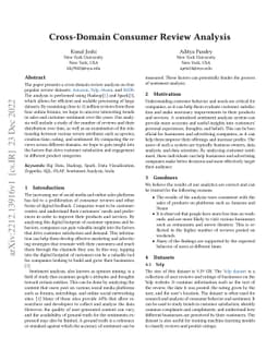 Cross-Domain Consumer Review Analysis