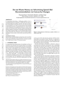 Do not Waste Money on Advertising Spend: Bid Recommendation via
  Concavity Changes