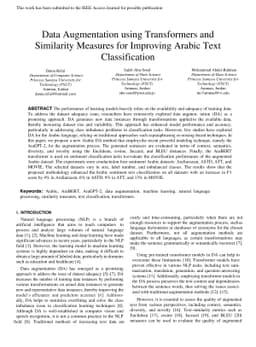 Data Augmentation using Transformers and Similarity Measures for
  Improving Arabic Text Classification
