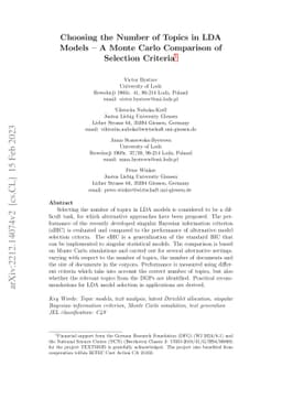 Choosing the Number of Topics in LDA Models -- A Monte Carlo Comparison
  of Selection Criteria