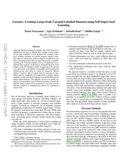 Curator: Creating Large-Scale Curated Labelled Datasets using
  Self-Supervised Learning