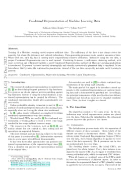 Condensed Representation of Machine Learning Data