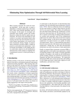 Eliminating Meta Optimization Through Self-Referential Meta Learning