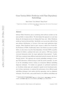 Cross Version Defect Prediction with Class Dependency Embeddings