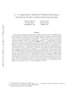 $(1-ε)$-Approximate Maximum Weighted Matching in Distributed,
  Parallel, and Semi-Streaming Settings