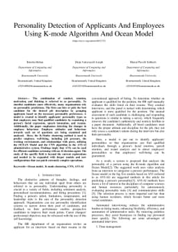 Personality Detection of Applicants And Employees Using K-mode Algorithm
  And Ocean Model