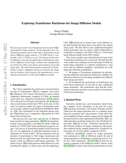 Exploring Transformer Backbones for Image Diffusion Models