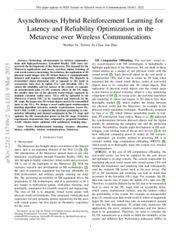 Asynchronous Hybrid Reinforcement Learning for Latency and Reliability
  Optimization in the Metaverse over Wireless Communications