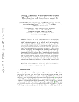 Easing Automatic Neurorehabilitation via Classification and Smoothness
  Analysis