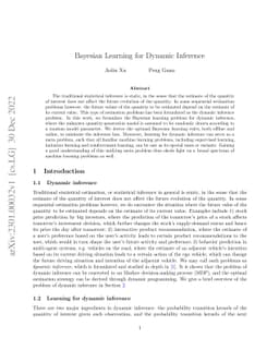 Bayesian Learning for Dynamic Inference