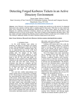 Detecting Forged Kerberos Tickets in an Active Directory Environment