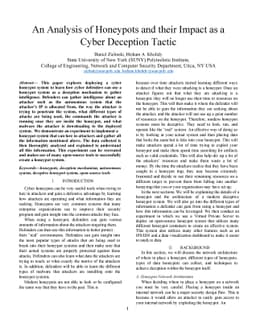 An Analysis of Honeypots and their Impact as a Cyber Deception Tactic