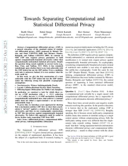 Towards Separating Computational and Statistical Differential Privacy