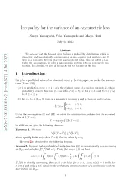 Inequality for the variance of an asymmetric loss