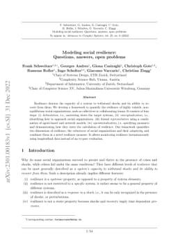 Modeling social resilience: Questions, answers, open problems