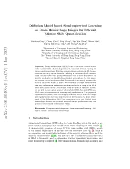 Diffusion Model based Semi-supervised Learning on Brain Hemorrhage
  Images for Efficient Midline Shift Quantification