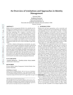 An Overview of Limitations and Approaches in Identity Management