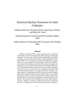 Statistical Machine Translation for Indic Languages
