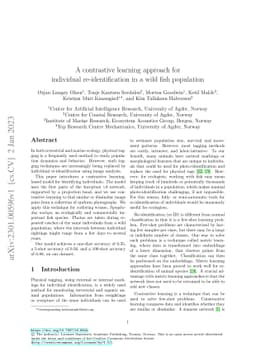 A contrastive learning approach for individual re-identification in a
  wild fish population