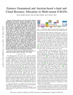 Fairness Guaranteed and Auction-based x-haul and Cloud Resource
  Allocation in Multi-tenant O-RANs