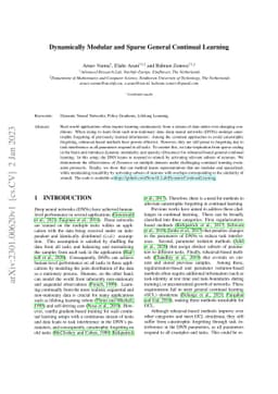Dynamically Modular and Sparse General Continual Learning