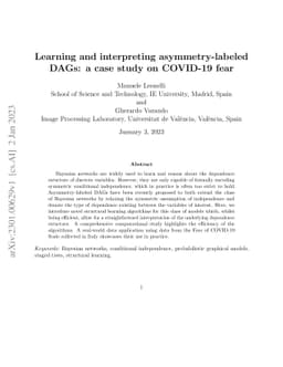 Learning and interpreting asymmetry-labeled DAGs: a case study on
  COVID-19 fear