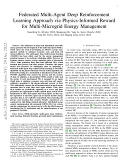 Federated Multi-Agent Deep Reinforcement Learning Approach via
  Physics-Informed Reward for Multi-Microgrid Energy Management
