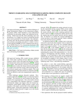 TriNet: stabilizing self-supervised learning from complete or slow
  collapse on ASR