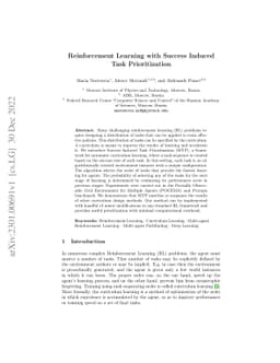 Reinforcement Learning with Success Induced Task Prioritization