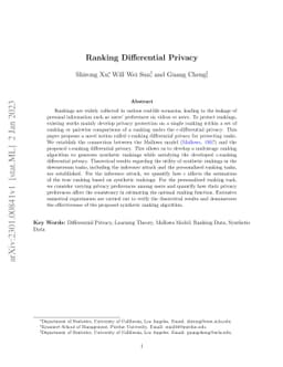 Ranking Differential Privacy