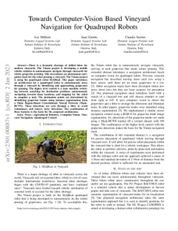 Towards Computer-Vision Based Vineyard Navigation for Quadruped Robots