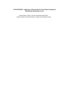 SAFEMYRIDES: Application of Decentralized Control Edge-Computing to
  Ridesharing Monitoring Services