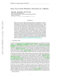 Data Valuation Without Training of a Model