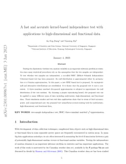 A fast and accurate kernel-based independence test with applications to
  high-dimensional and functional data