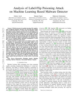 Analysis of Label-Flip Poisoning Attack on Machine Learning Based
  Malware Detector