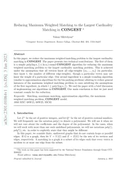 Reducing Maximum Weighted Matching to the Largest Cardinality Matching
  in CONGEST