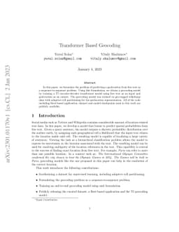 Transformer Based Geocoding