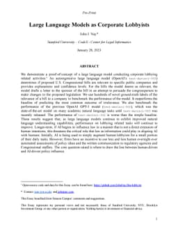 Large Language Models as Corporate Lobbyists