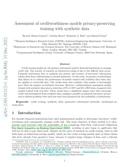 Assessment of creditworthiness models privacy-preserving training with
  synthetic data