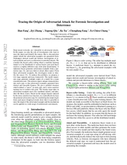 Tracing the Origin of Adversarial Attack for Forensic Investigation and
  Deterrence
