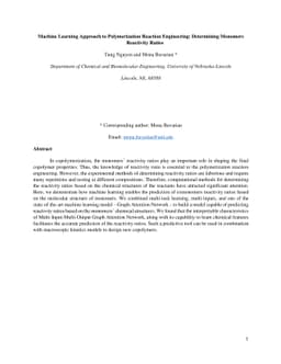 Machine Learning Approach to Polymerization Reaction Engineering:
  Determining Monomers Reactivity Ratios