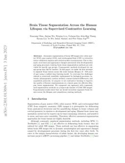 Brain Tissue Segmentation Across the Human Lifespan via Supervised
  Contrastive Learning