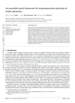 An ensemble-based framework for mispronunciation detection of Arabic
  phonemes