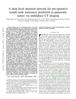A deep local attention network for pre-operative lymph node metastasis
  prediction in pancreatic cancer via multiphase CT imaging