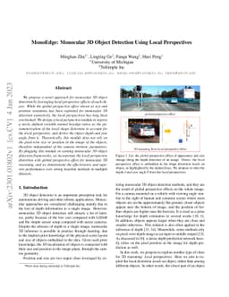 MonoEdge: Monocular 3D Object Detection Using Local Perspectives