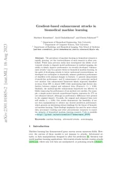 Enhancement attacks in biomedical machine learning
