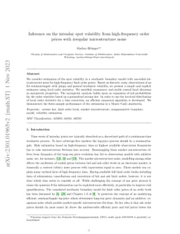 Inference on the intraday spot volatility from high-frequency order
  prices with irregular microstructure noise