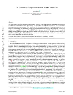 The Evolutionary Computation Methods No One Should Use