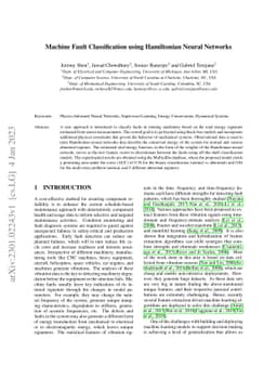 Machine Fault Classification using Hamiltonian Neural Networks